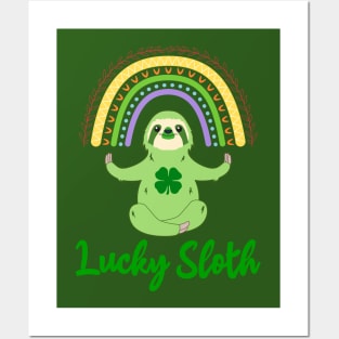 St Patricks Day Lucky Sloth Spirit Animal Posters and Art